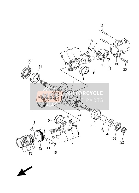 Yamaha XP500A (DNMS) 2015 KURBELWELLE & KOLBEN für ein 2015 Yamaha XP500A (DNMS)